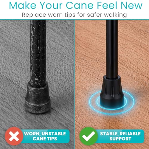 Vive Cane Tips (Set of 2) - Heavy Duty 3/4 inch Replacement Rubber Foot - style: 3/4 inch (2 pack)