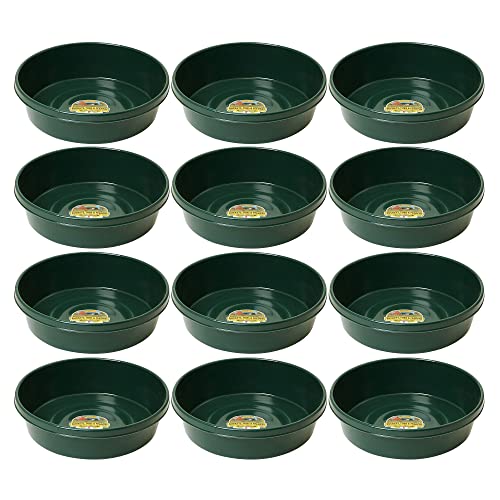 Little Giant 3 Gallon Durable and Versatile Plastic Flat Farm Livestock and Pet Ranch Home Feed and Water Utility Pan, Green (12 Pack)