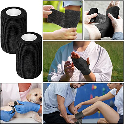 Treela 36 Pcs Self Adherent Bandage 4" X 5 Yard Wrap Breathable - color: Black, size: 4" X 5 Yard