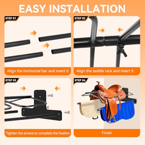 2 Pack Saddle Rack with Double Pad Bar, Wall Mounted Saddle Stand