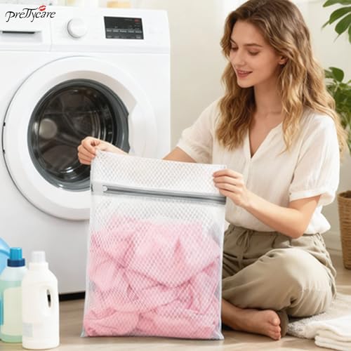 PrettyCare 3 Medium (12 x 16 in) Mesh Laundry Bags for Delicates, Durable Honeycomb Wash Bags with Premium Zippers - Laundry Essentials Mesh Bags for Lingerie, Bras, Socks, Sweater, Travel & Organize - size: Medium