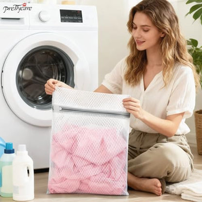 PrettyCare 3 Medium (12 x 16 in) Mesh Laundry Bags for Delicates, Durable Honeycomb Wash Bags with Premium Zippers - Laundry Essentials Mesh Bags for Lingerie, Bras, Socks, Sweater, Travel & Organize - size: Medium