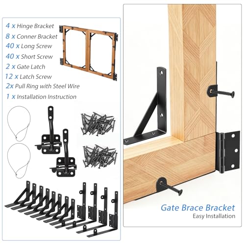 2 Sets Anti Sag Gate Kit Gate Hardware Heavy Duty Fence Gate Kit No Sag Corner Brace Bracket for Wooden Fence with Self-Locking Gate Latch - size: 2 Sets