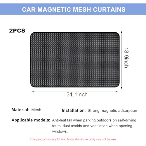 2PCS Car Window Shade, 18.9"×31.1" Magnetic Auto Rear Side Window Cling Sunshade, Car Window Screen for Sun, Glare and UV Rays Protection, Vehicle Sun Shades for Baby - color: 18.9"×31.1"Rear