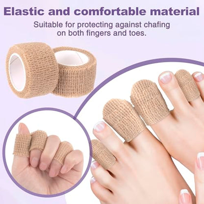 4 Pack Self Adhesive Bandage Wraps, 0.98''x 2.18 Yards Cohesive Elastic Bandages, Breathable Wraps Rolls for Ankle Wrist Foot Knee Fingernails - Skin Color