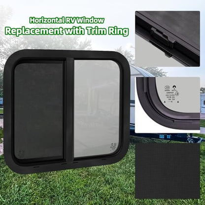 24"W x 20"H RV Windows for Cargo Trailer Camper,Tinted Horizontal Sliding - size: 24"W x 20"H