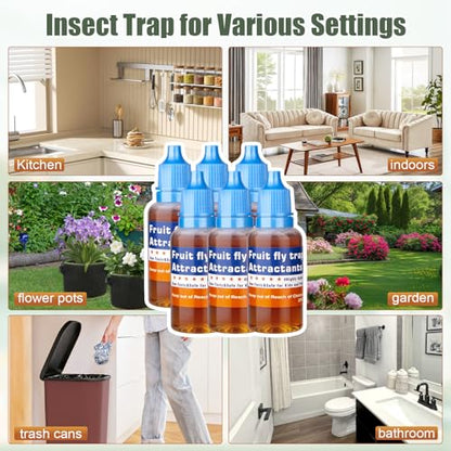Fruit Fly Trap Refill Liquid, Gnat Killer&Fruit Fly Catcher Bait Refill, - color: Blue, size: 6