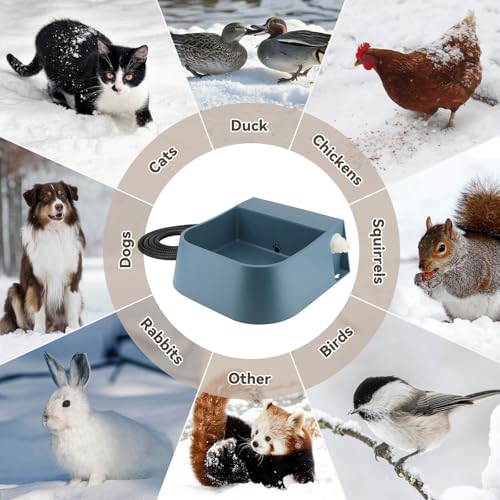 NAMSAN Automatic Water Dispenser for Dogs, Heated Watering Trough Outdoor Cat Feeder, Water Bowl Dispenser Heater for Small to Large Pets, Wild Animals, Bird Bath Dish Water Auto-Fill