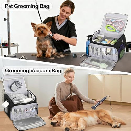 TANTO Dog Grooming Vacuum Bag, Extra Large Pet Tool Bag with Compartments
