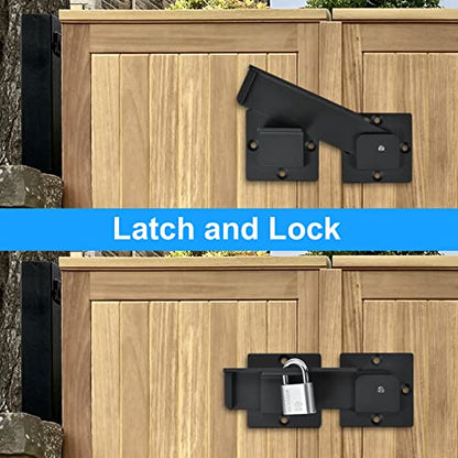 GreaTalent 7.5" Heavy Duty Flip Gate Latch Lock for Wooden Fence Gate | 4mm Thick Solid Aluminum Alloy Adjustable Security Latch with Padlock Hole for Outdoor Barn Shed Yard