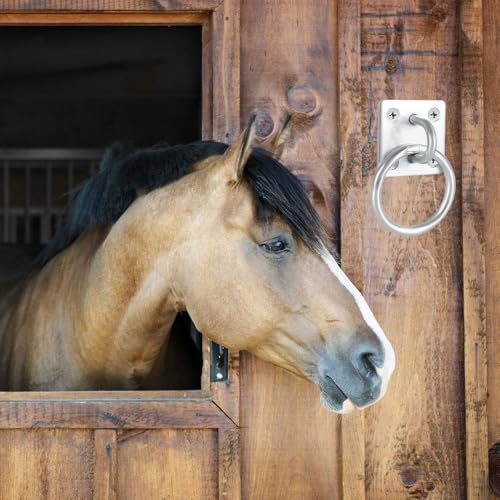Tie Ring for Horses, Heavy Duty Hitching Rings with 4 Screws, Wall Mounted Horse Stable Supplies for Horse Barn