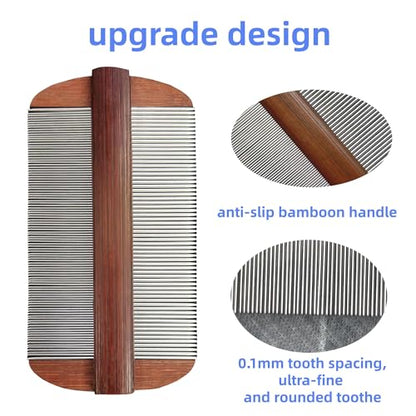 Extra Fine Stainless Steel Lice Comb Easy to Remove Nits and Eggs Reuseabe and Reliable Hair Lice Treatment Combs 4inches Different Double-Sided Needles for All Types Hair Useful