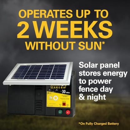 Zareba ESP30M-Z 30-Mile Solar-Powered Low-Impedance Electric Fence Charger