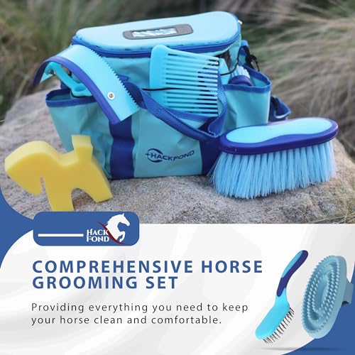 Horse Grooming Kit 9pcs Horse Brush Set with Organizer Tote