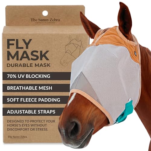 TSZ Arabian Horse Fly Mask Standard No Ears UV Block 70% Breathable Flymask - size: Arabian Horse