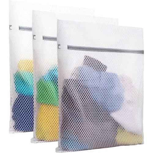 PrettyCare 3 Large (16x19inch) Mesh Laundry Bags for Delicates, Durable Honeycomb Wash Bags with Premium Zippers - Laundry Essentials Mesh Bags for Lingerie, Bras, Socks, Sweater, Travel & Organizing - size: Large