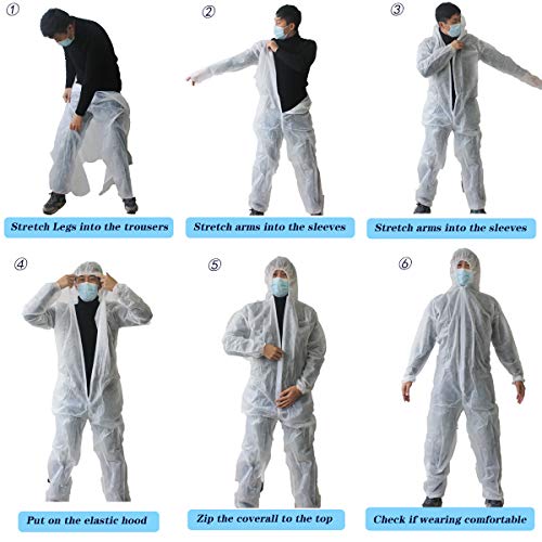 Hazmat Suits,10 Colors Options Disposable Protective Coveralls, Paint Suit with Elastic Wrists Ankles and Hood - color: 2pack Yellow, size: XX-Large