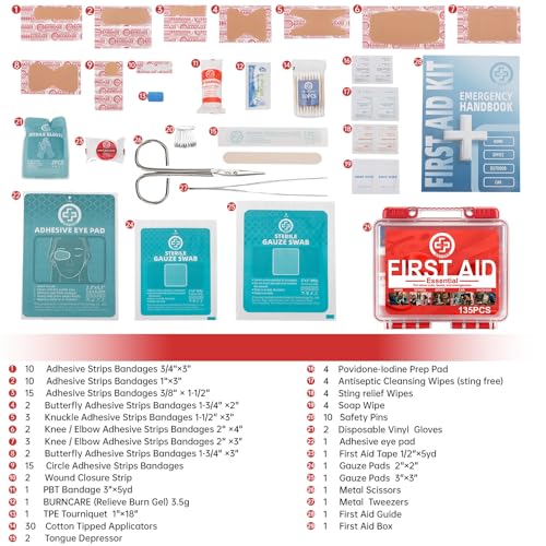Gevoke Mini First Aid Kit - 135 Piece HardCase First Aid Box, Small - size: Small