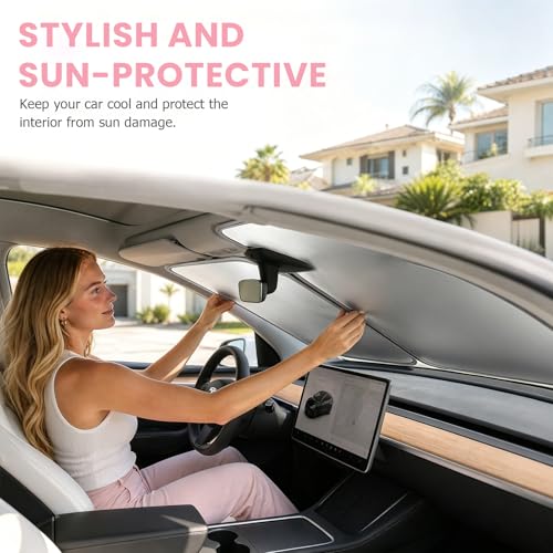2 PCS Car Front Windshield Shade, Leopard Auto Windshield Sunshade Foldable Sun Blocker to Keep Your Vehicle Cool, Front Windscreen Sun & Heat Protection Cover for Most Vehicles (Pink) - color: Pink