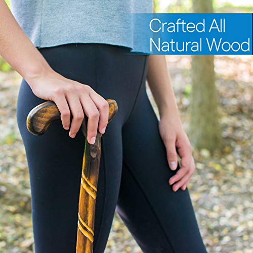 RMS Wood Cane - 36 Inch Natural Wood Walking Stick - Handcrafted Wooden Offset Canes and Walking Canes for Men or Women - color: Spiral