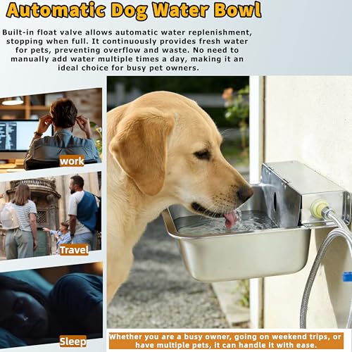 Stainless Steel Automatic Pet Waterer with Flip-Top & Wall Mount - size: Large-Flip cover