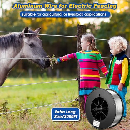 Gisafai 3000 ft 14 Gauge Aluminum Wire for Electric Fencing - size: 3000 ft 14 Gauge