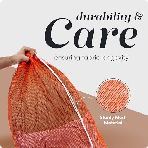 Handy Laundry Mesh XL Laundry Bag 24"x36", Heavy Duty Drawstring, Orange - color: Orange