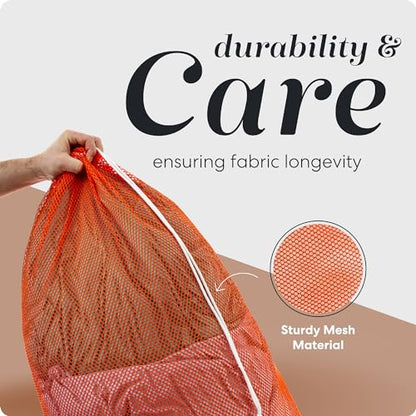 Handy Laundry Mesh XL Laundry Bag 24"x36", Heavy Duty Drawstring, Orange - color: Orange