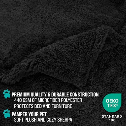 PetAmi Fluffy Sherpa Waterproof Dog Blanket for Small Pet Cat, 24x32 Black - color: Black, size: Small (24x32)