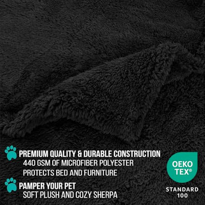 PetAmi Fluffy Sherpa Waterproof Dog Blanket for Small Pet Cat, 24x32 Black - color: Black, size: Small (24x32)