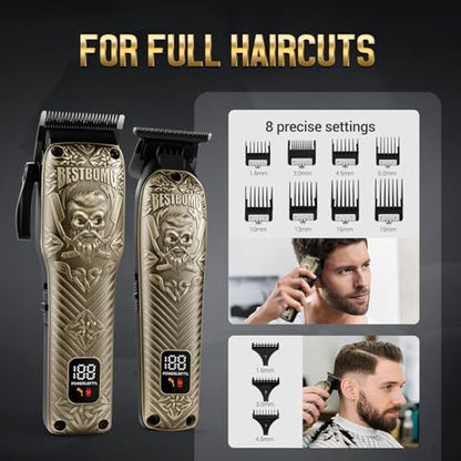 BESTBOMG® Professional Hair Clippers for Men, Clipper & Trimmer Set, Bronze - color: Bronze