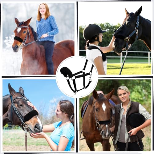3 Pcs Horse Halter Noseband Cover Sherpa Fleece Halter Covers for Horses Bridle Nose Band Padded Replacement Accessories,11.8 x 3.1 Inch