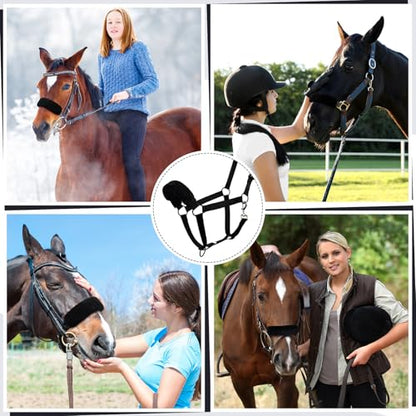 3 Pcs Horse Halter Noseband Cover Sherpa Fleece Halter Covers for Horses Bridle Nose Band Padded Replacement Accessories,11.8 x 3.1 Inch