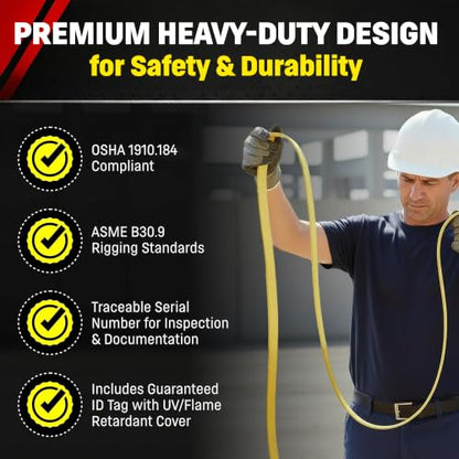 DD Sling 2 Inch x 25 Foot Nylon Lifting Sling – USA Made, 6,400 lb Vertical, 5,100 lb Choker, 12,800 lb Basket – 2-Ply Heavy Duty 900 Webbing, Type 4 Twisted Eye & Eye Rigging Sling - size: 2 in x 25 ft
