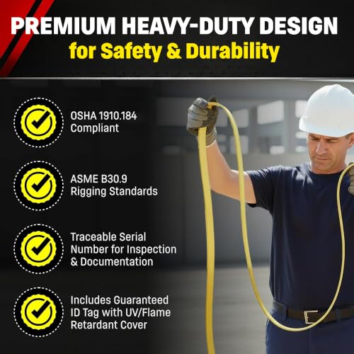 DD Sling 1 Inch x 16 Foot Nylon Lifting Sling – USA Made, 3,200 lb Vertical, 2,600 lb Choker, 6,400 lb Basket – 2-Ply Heavy Duty 900 Webbing, Type 4 Twisted Eye & Eye Rigging Sling - size: 1 in x 16 ft