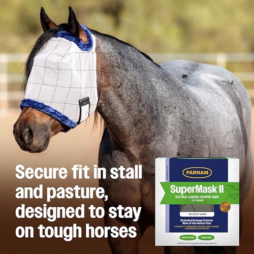 Farnam SuperMask II Horse Fly Mask Without Ears, Protects Eyes, XL Size - size: Extra Large Horse