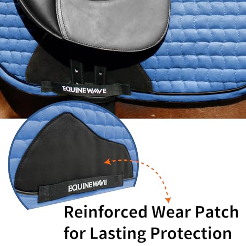 EQUINEWAVE Aria Soft Suede Dressage Saddle Pad – Breathable Moisture-Wicking Lining, Shock-Absorbing Cushion, Contoured Spine, English Horse Saddle Pad - color: Sky Blue