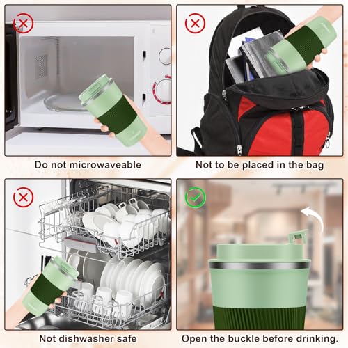 MOMSIV 17oz Travel Coffee Mug, Insulated Coffee Cup with Leakproof Lid - color: B-Light Green-17oz