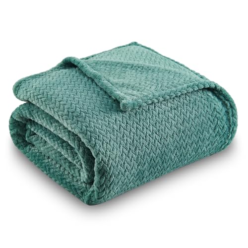 NEWCOSPLAY Fleece Leaves Pattern Twin Blanket, Light Teal, 60"x80" | Super Soft Throw Blanket, Lightweight Cozy Bed Sofa Blanket, Premium Silky Flannel Fleece, Travel Blanket for All Season Use - color: Light Teal, size: Twin(60"x80")