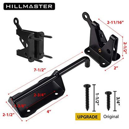 HILLMASTER Heavy Duty Automatic Gate Latch for Wooden Fence with Cable Pull, 7.5" Self Locking Gravity Gate Door Latches Security Latch for Outdoor Garden, Pool, Metal Gates, Vinyl Fence, Black Finish