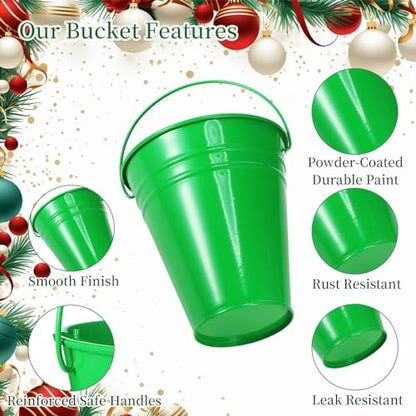 Sadnyy 12 Pack 4.5 X 5 inch Green Metal Buckets - color: Green, size: 4.5 x 5 in