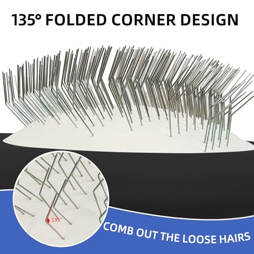 HOP Black Cat Head Pets Slicker Brush for Dogs and Cats 7.17in/18.2cm | Stainless Steel Pin,Dog Shedding&Dematting Comb,Pet Grooming Brush for Short Haired Pet,Remove Loose Hair Mats Knots Tangles