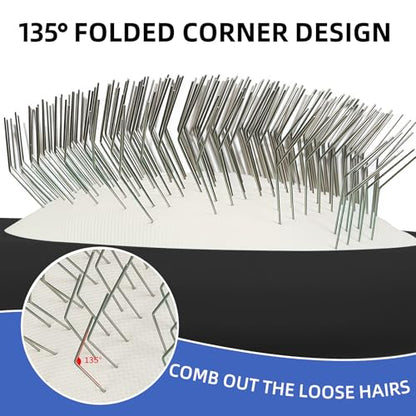 HOP Black Cat Head Pets Slicker Brush for Dogs and Cats 7.17in/18.2cm | Stainless Steel Pin,Dog Shedding&Dematting Comb,Pet Grooming Brush for Short Haired Pet,Remove Loose Hair Mats Knots Tangles