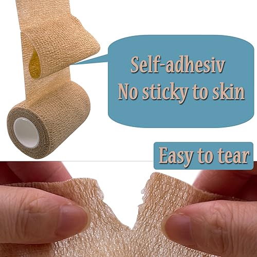 HerMia 4 Rolls Self Adhesive Bandage Wrap 3 Inch Self Adherent Wrap Self Stick Bandages Wrap Stretch Bandage for Wrist Ankle Swelling Sprains - size: 3 In - 4 Rolls