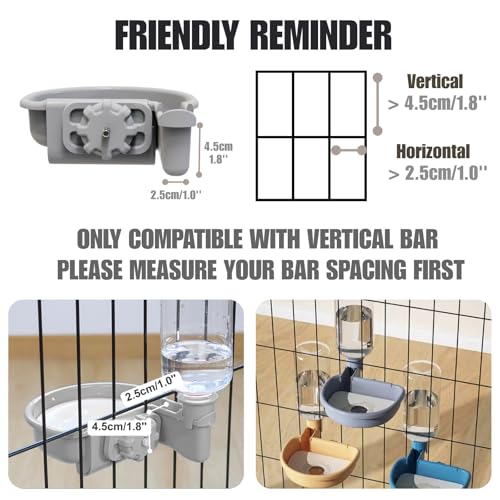 Automatic Pet Food Water Dispenser, Auto Gravity Pet Feeder Water Bottle Set for Crate, Feeding Station for Small Dog Cat Rabbit Guinea Pigs Chinchilla Ferret Hedgehog (Blue) - color: Blue