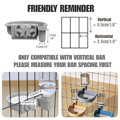 Automatic Pet Food Water Dispenser, Auto Gravity Pet Feeder Water Bottle Set for Crate, Feeding Station for Small Dog Cat Rabbit Guinea Pigs Chinchilla Ferret Hedgehog (Blue) - color: Blue