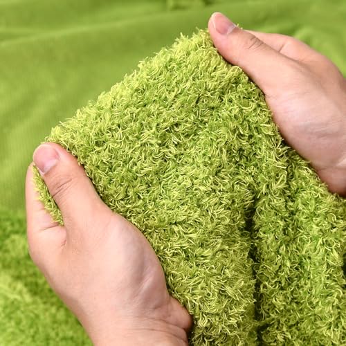 Surf turtle Grass Green Curly Teddy Fleece Faux Fur Fabric 36" x 59" - color: Grass Green, size: 36 x 59 inches