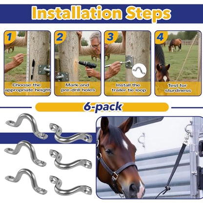 6-Pcs Replace Trailer Tie Loops, 2.82" Lx0.81 Inner Hx0.39 T
