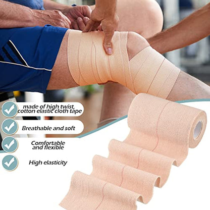 Nuanchu 2 Rolls Adhesive Elastic Tape Bandage Wrap,4 Inch Wide, Apricot - color: Beige, size: 4 Inch Wide
