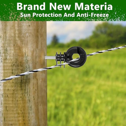25 Pcs Electric Fence Wire Insulator Stand Off Screw in Insulator Black Fence Post Insulator Long Arm Wood Post Insulator for Tape Rope Electric Wire Animal Agricultural Garden Fence